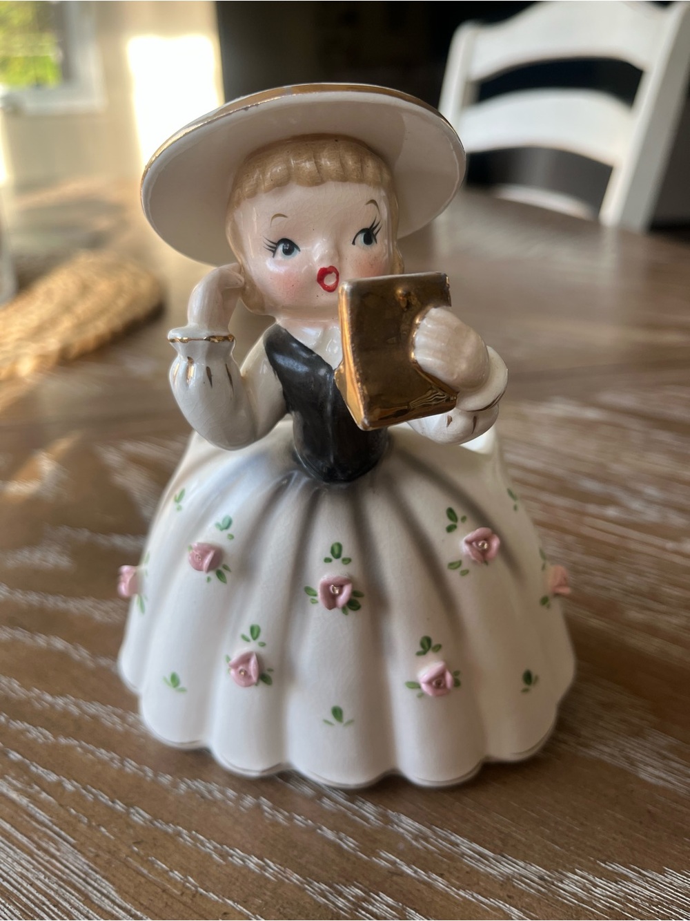 Relpo K681 Vintage Japan Ceramic Figurine Girl Planter